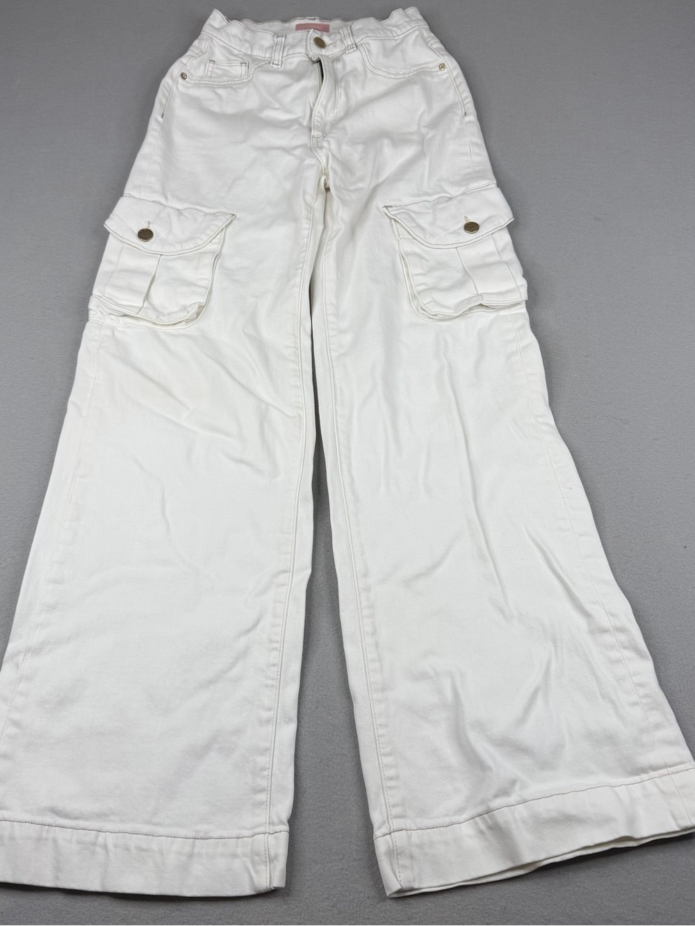 DL1961 Hepburn Cargo Jeans 24 Eggshell White High Rise Wide Leg 33"